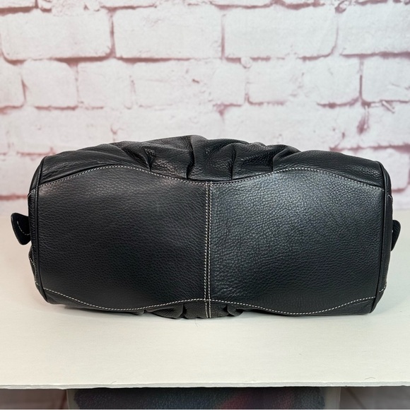 BARR + BARR Black Pebbled Leather White Stitching Large Doctor Bag Satchel NWOT - Picture 6 of 15